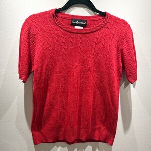 Sag Harbor Red Short Sleeve Knit Top Size S